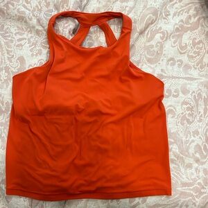 Athleta large orange leggings and tank fitted bra top set
